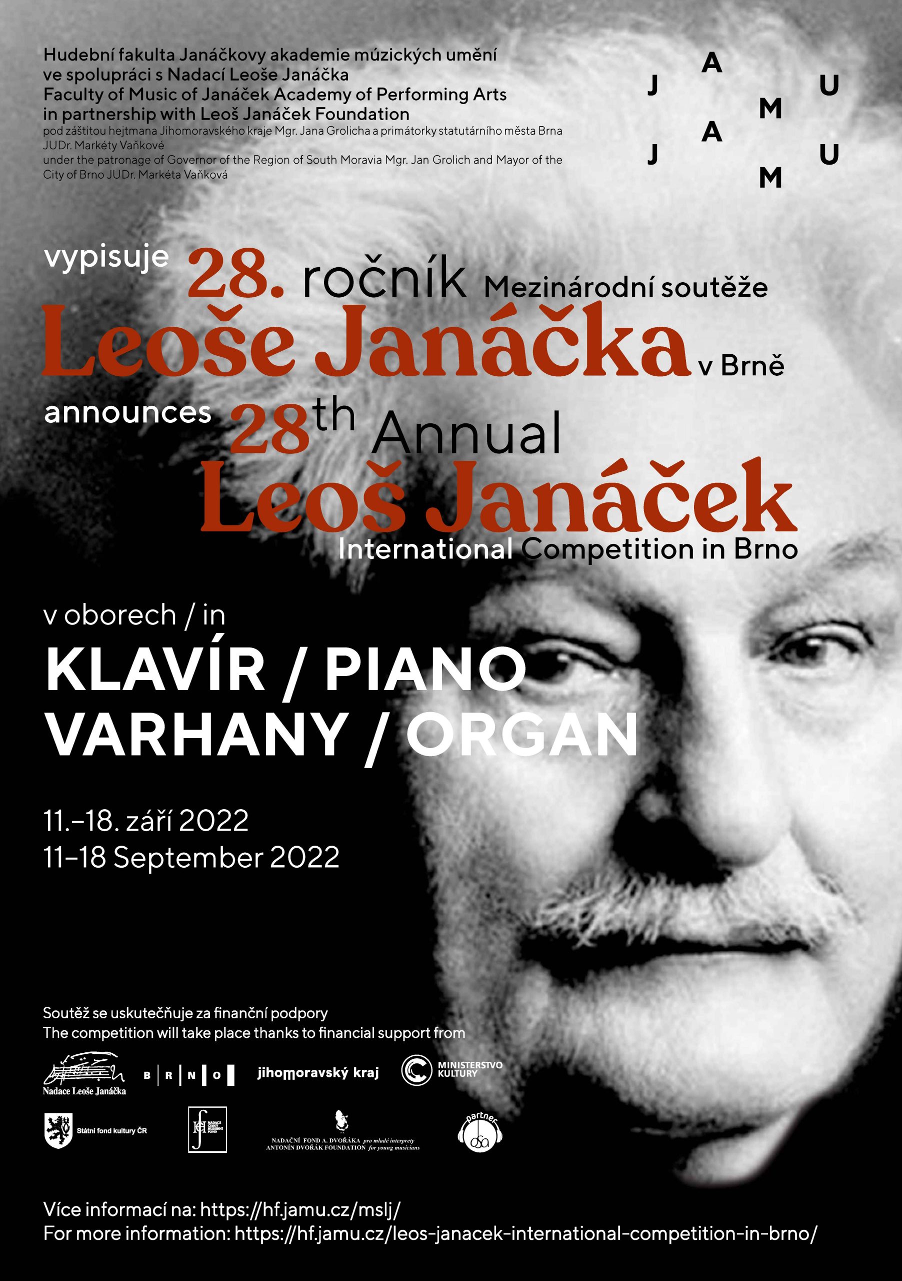 28th Leoš Janáček International Competition in Brno - Hudební fakulta JAMU